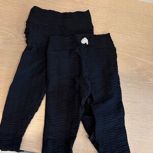 Kids Black Textured Leggings Booty by Brabants